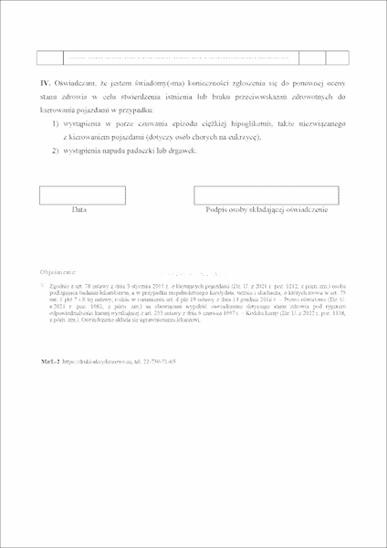Oświadczenieo stanie zdrowia Mz/L-2