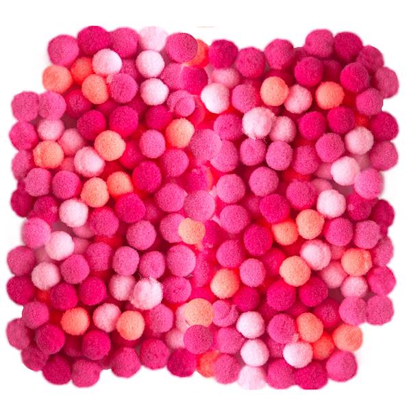 Pompony poliestrowe  1cm mix różowy 120szt