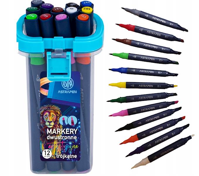 Markery artystyczne ASTRA Pen 12kol. dwustronne
