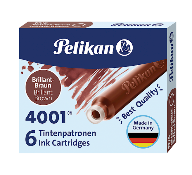 Naboje PELIKAN 6szt do piór wiecznych brązowe