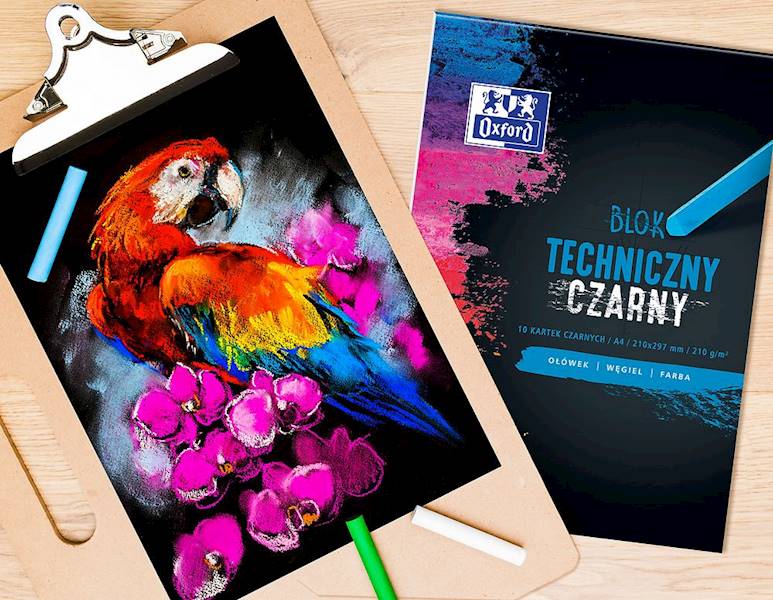 Blok techniczny A4 czarny 210g/10k OXFORD