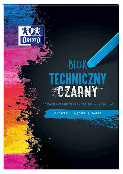 Blok techniczny A4 czarny 210g/10k OXFORD