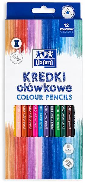Kredki 12 kol OXFORD trójkątne