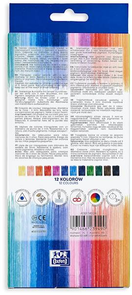 Kredki 12 kol OXFORD trójkątne