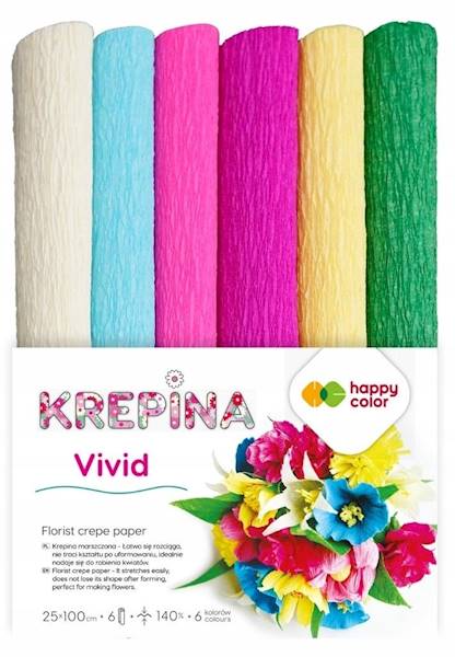 Krepina 25x100 6szt mix kolorów