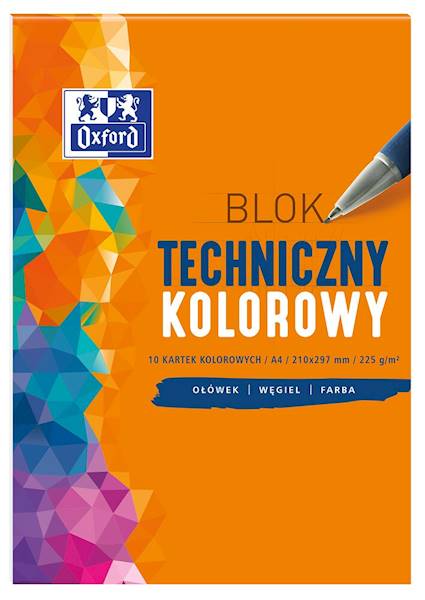 Blok techniczny A4 kolor 225g/10k OXFORD