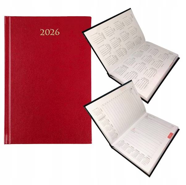 Kalendarz A5 książkowy bordowy