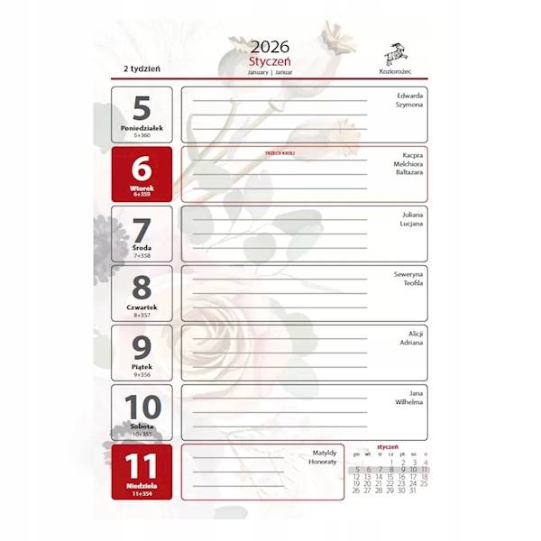 Kalendarz biurkowy pionowy 12x17