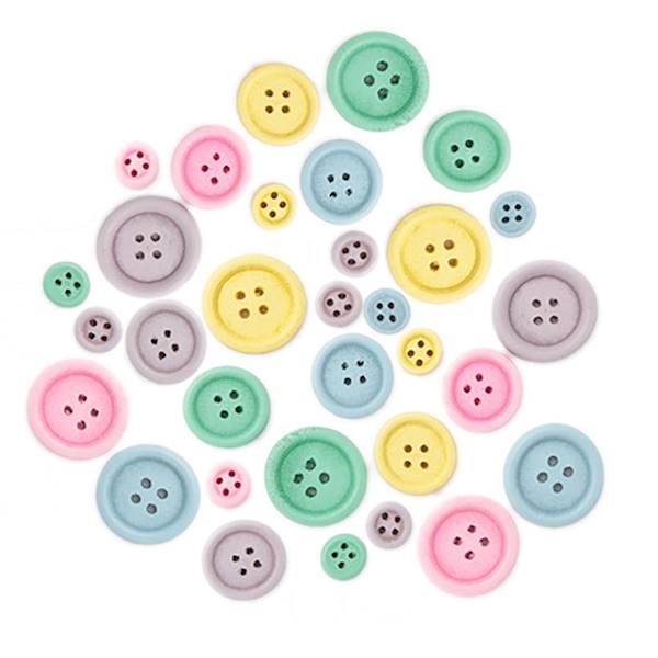 Guziki drewniane mix pastelowe