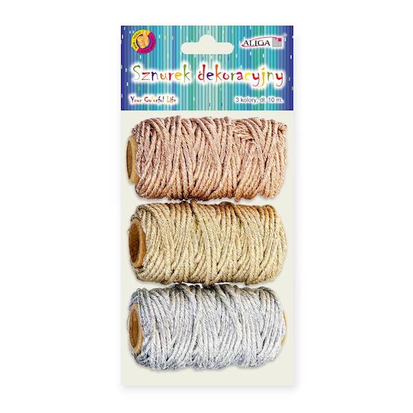 Sznurek dekoracyjny metalizowany mix 3 kol.