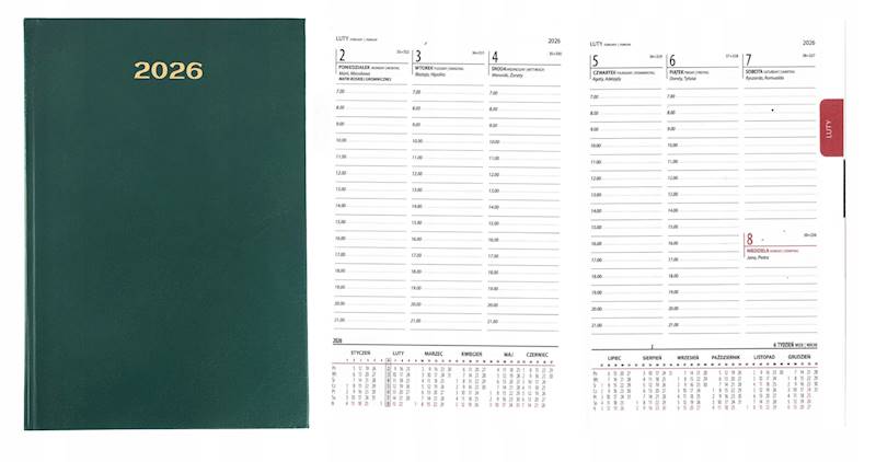 Kalendarz A5 tygodniowy zielony 