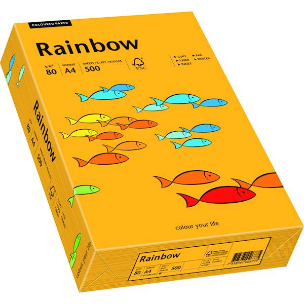 Papier  RAINBOW A4/ 80g (R22) j. pomarańczowy