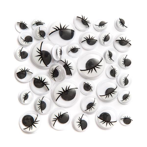 Ruchome oczka z rzęsami czarne MIX 36szt  samoprzy