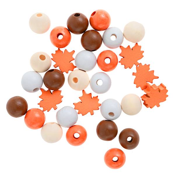Koraliki drewniane jesienne 16mm. 30szt.
