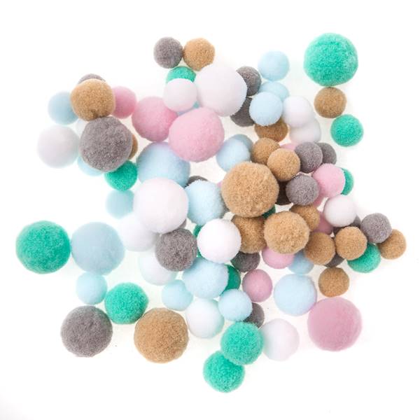 Pompony pluszowe mix Frosty Pastels 90szt.