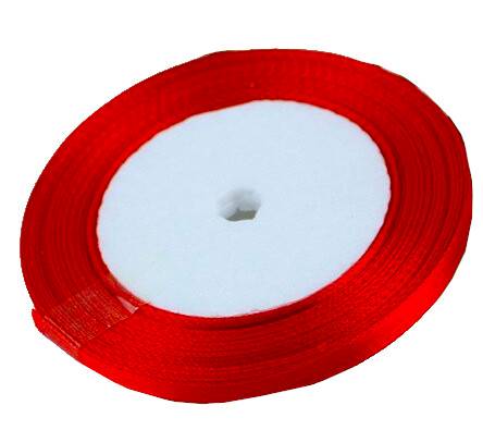 Wstążka mat. satynowa  6mm/32m czerwona ciemna