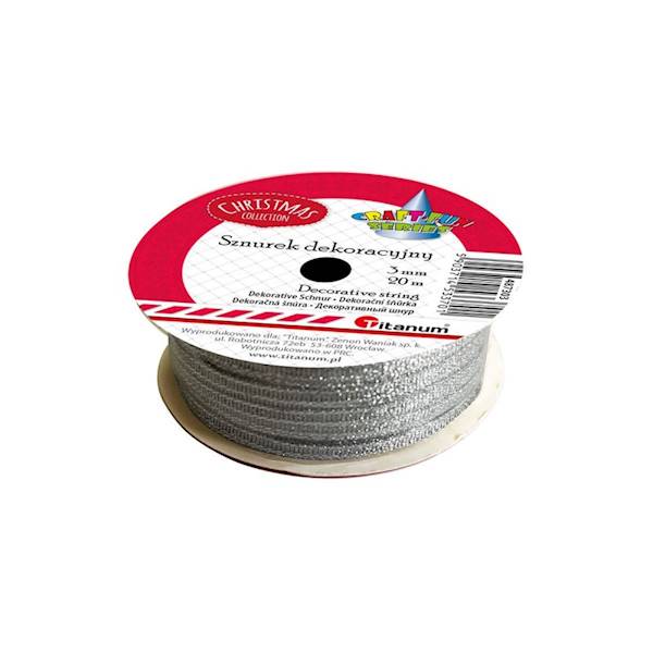 Sznurek-wstążka srebrna 3mm 20m