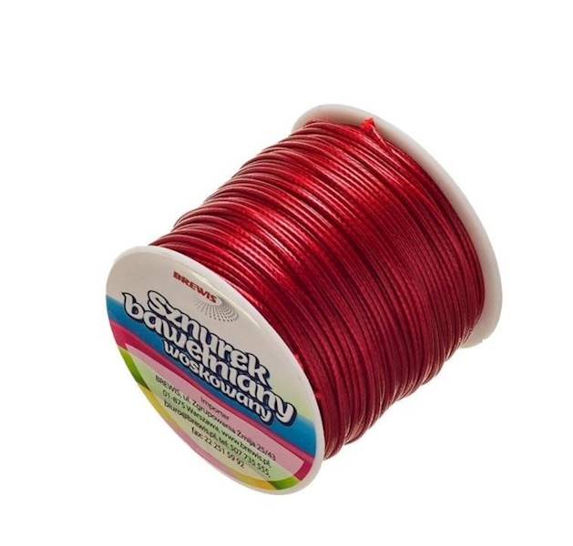 Sznurek woskowany 1mmx25m czerwony