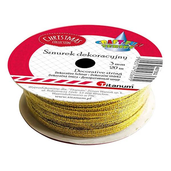 Sznurek-wstążka złota 3mm 20m