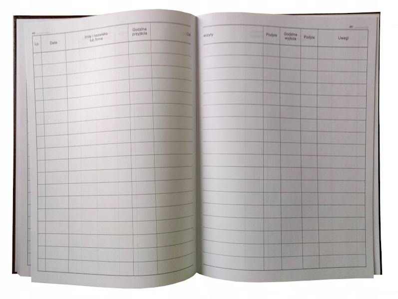 Rejestr wejść/wyjść A4 twarda oprawa 96k.