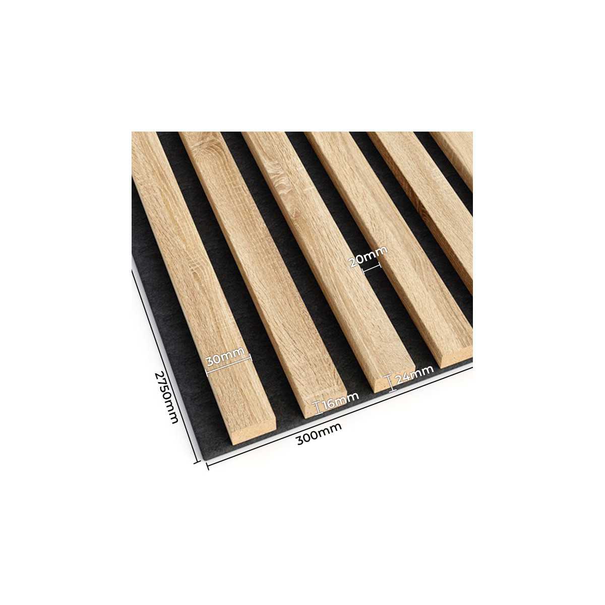 LAMELE ŚCIENNE NA FILCU CZARNYM DĄB SONOMA 300X24 x2750 LAMEO F102