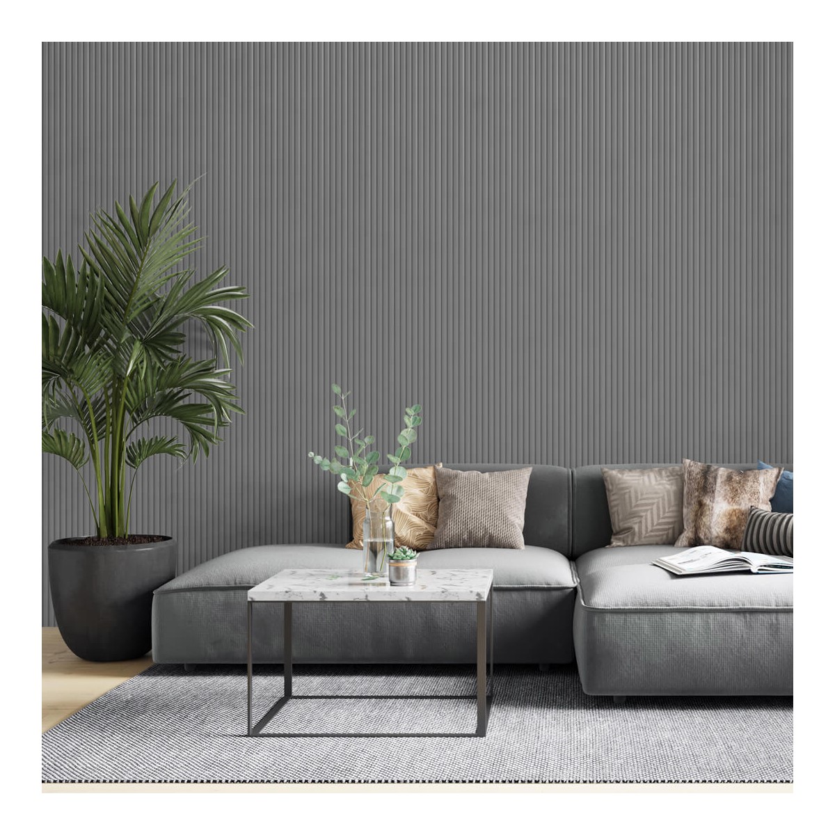 LAMELE PÓŁWALEK MDF NA ŚCIANĘ 1 SZTUKA  SZARY