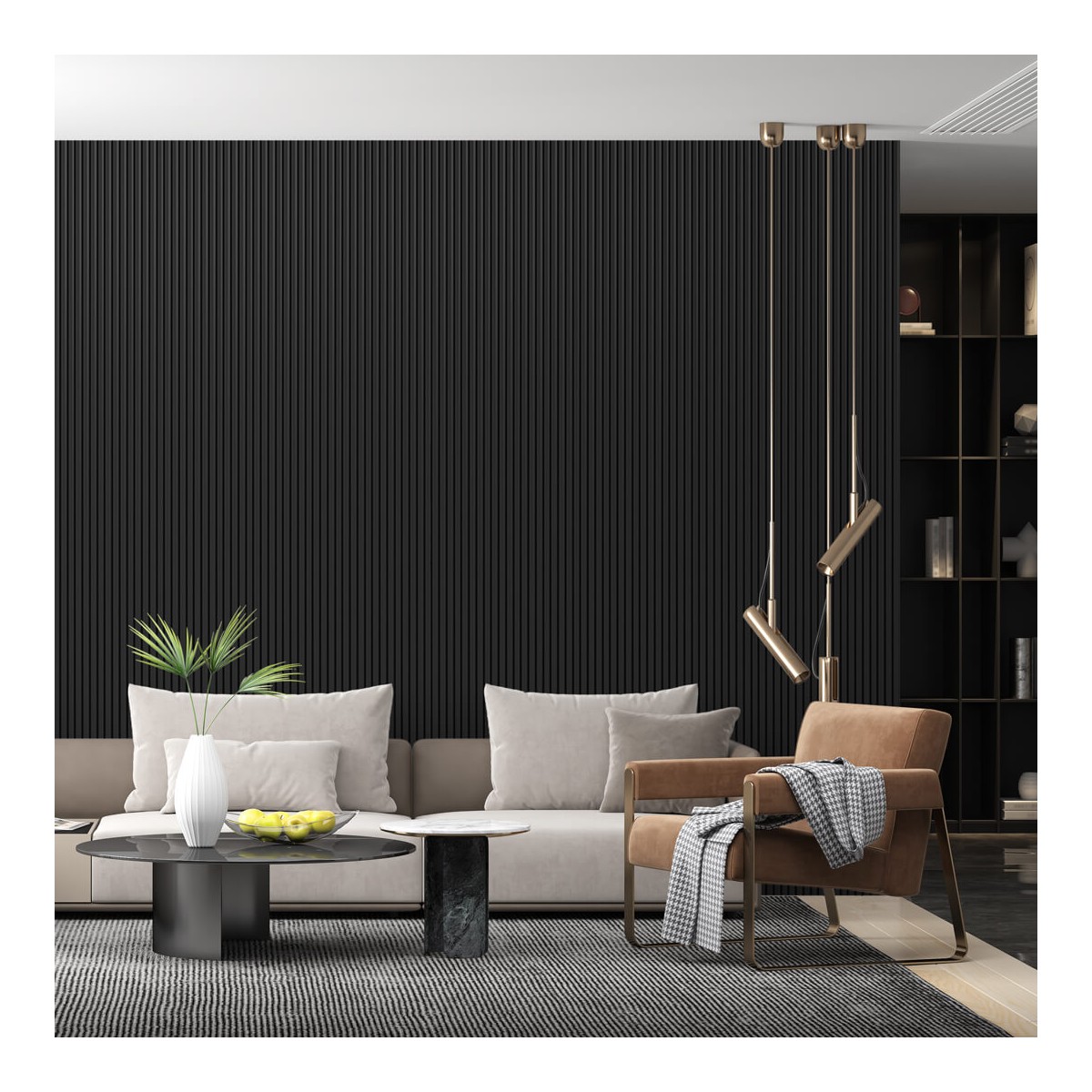 LAMELE PÓŁWAŁEK NA FILCU  CZARNY 145X16X2750 MM 