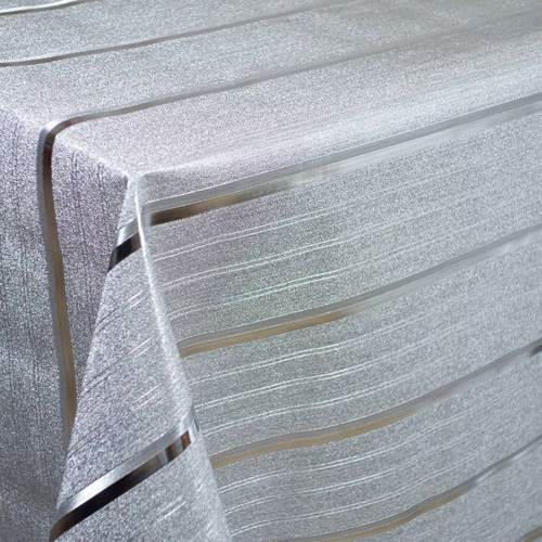Cerata Metalic 3D srebr paski140x10cmUniHD 5045-4