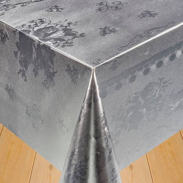 Cerata Metalic 609E róże z kantą srebrna 140x10cm