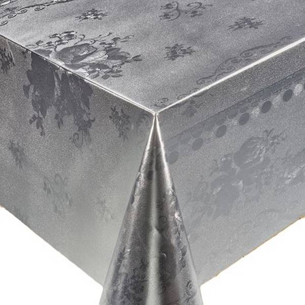 Cerata Metalic 609E róże z kantą srebrna 140x10cm