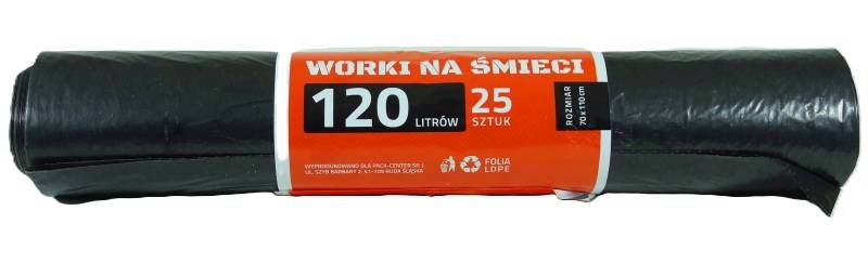 Worki sanitarne LDPE czarne 70x110cm 120l 25szt