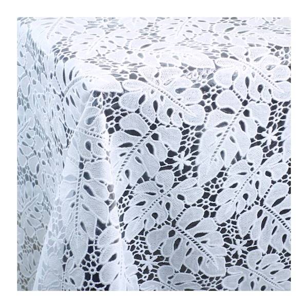 Obrus koronka LF-001U biała liście 137x10cm Kris