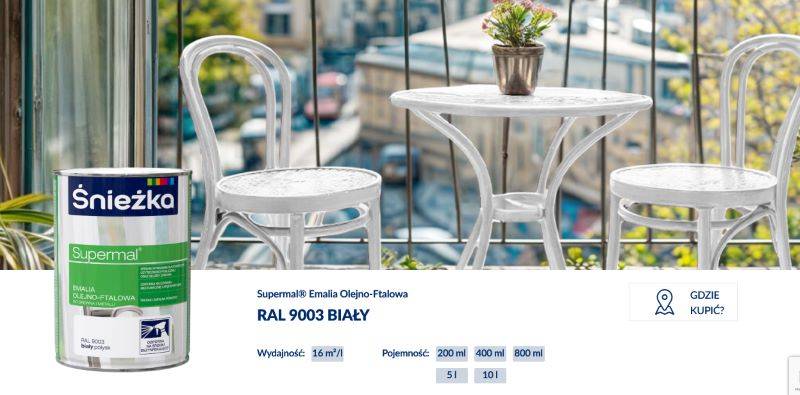 Supermal 0,8l biała 9003Poł.emalia Śnieżka