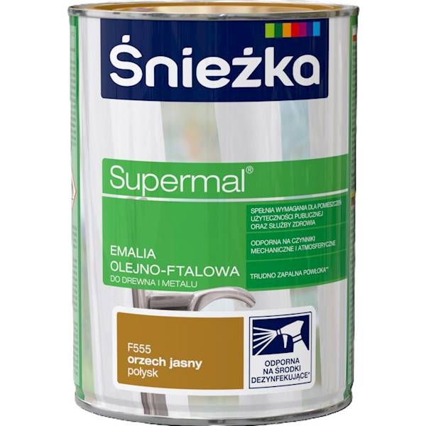 Supermal 0,8l jasny orzech emalia Śnieżka