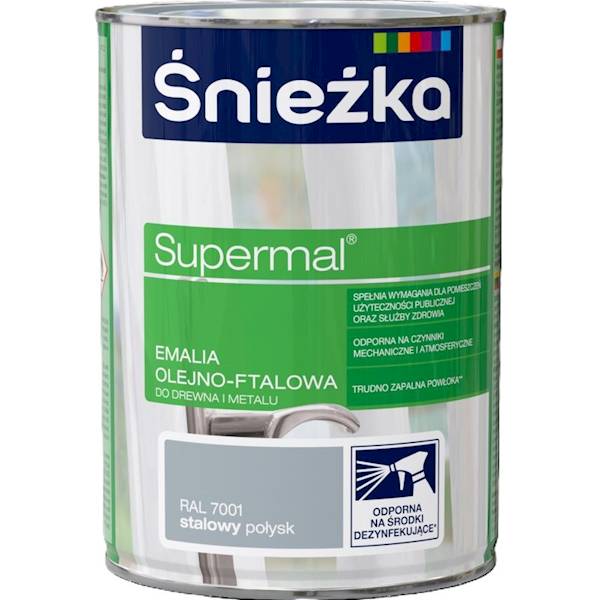 Supermal 0,8l stalowy 7001 połysk emalia Śnieżka