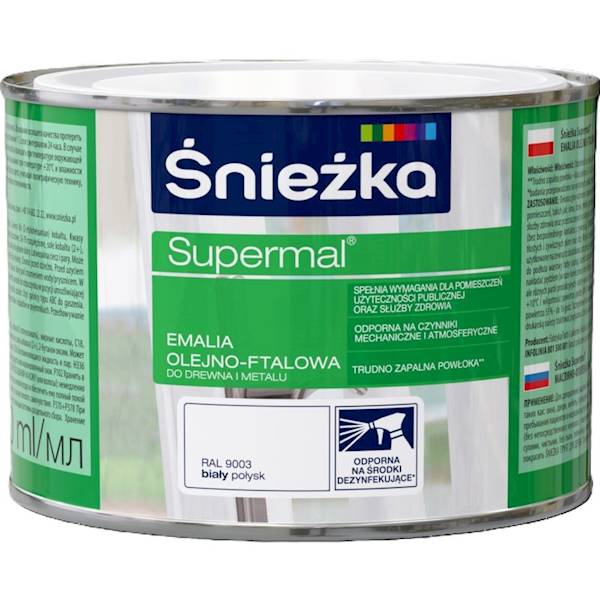 Supermal 0,4l biała emalia Śnieżka połysk