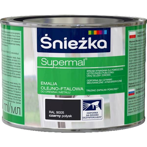 Supermal 0,4l czarna 9005 połysk emalia Śnieżka