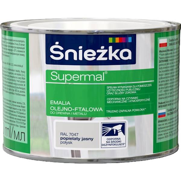 Supermal 0,4l jasny popiel.Ral7047Poł. emalia Śni.