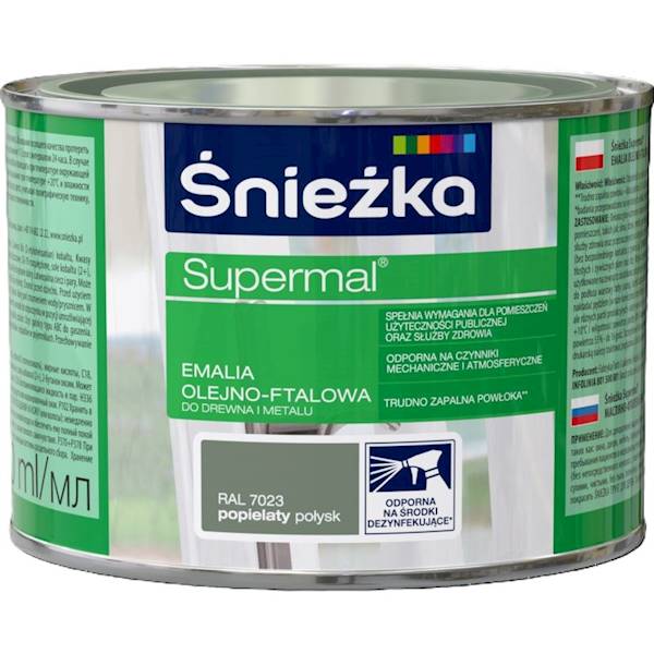 Supermal 0,4l popielaty 7023 emalia Śnieżka
