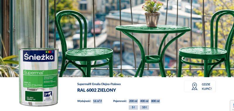 Supermal 0,4l zielony 6002 Poł.emalia Śnieżka