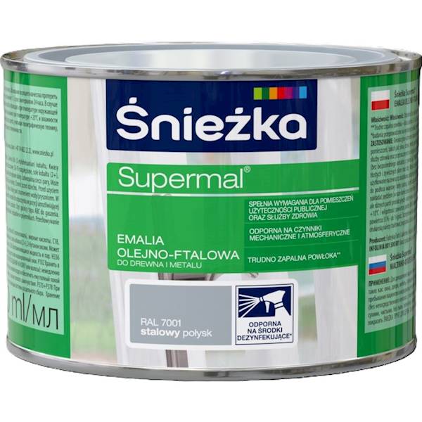 Supermal 0,4l stalowy 7001 połysk emalia Śnieżka