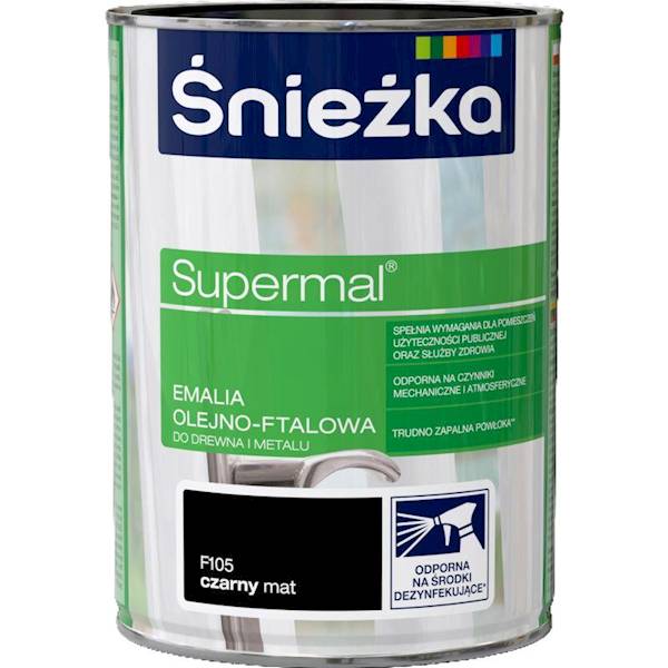 Supermal 0,8l czarna MAT emalia Śnieżka