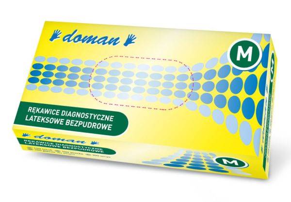 Rękawice lateksowe bezpudrowe  M 100 szt.