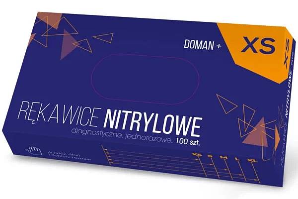 Rękawice nitryl  Doman Plus XS 100 szt.