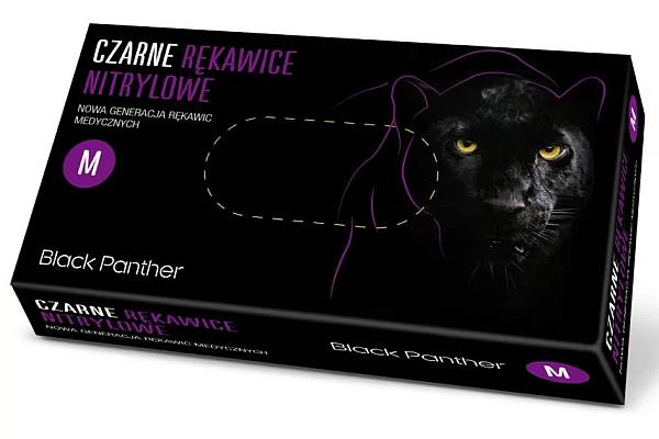Rękawice nitryl czarne BLACK PANTHER M 100 szt.
