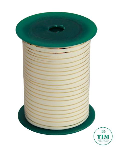 WSTĄŻKA ZE ZŁOTYM PASKIEM 5MM X 250Y KREMOWY