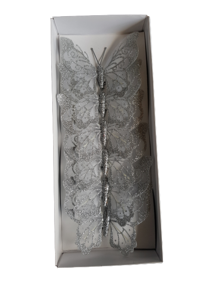 MOTYL OZDOBNY BROKAT X6 A91673 SREBRNY