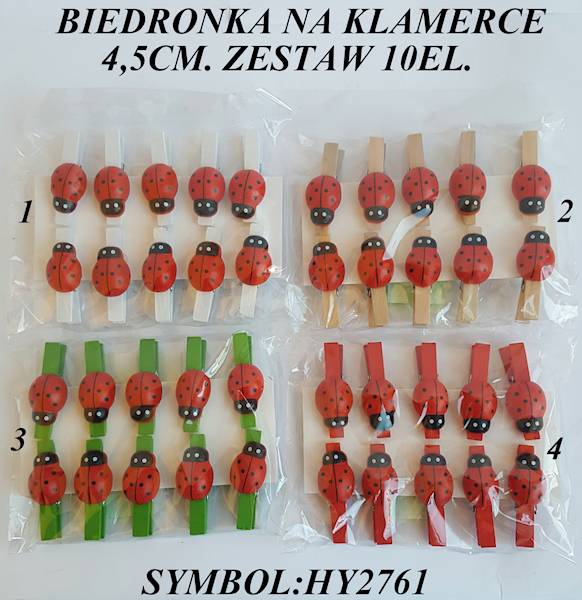 BIEDRONKA NA KLAMERCE X10 HY2761 MIX KOLOR