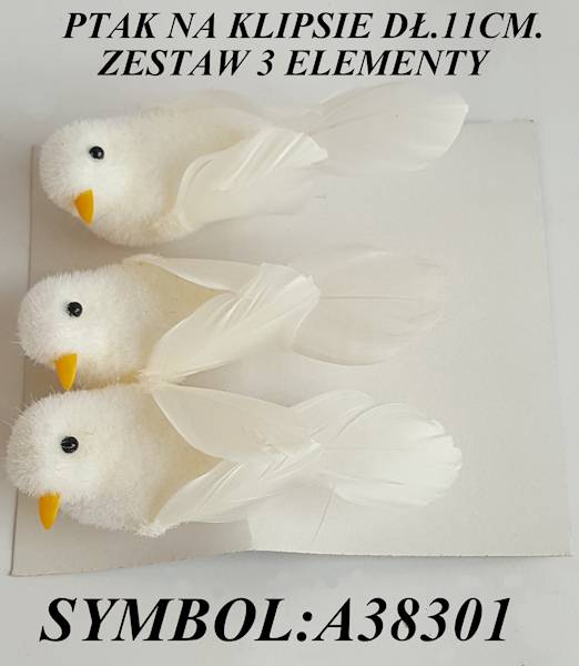 PTAK OZDOBNY X3 A38301 BIAŁY