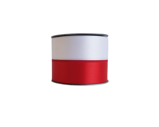TAŚMA OZDOBNA 8CMX10Y CZERWONY BIAŁY
